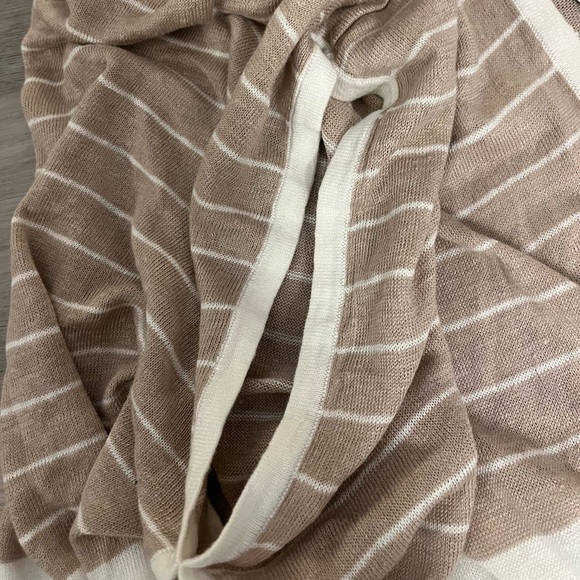 NWT Garnet Hill Brown and cream striped 100% linen Shawl Duster Cardigan - Picture 2 of 7